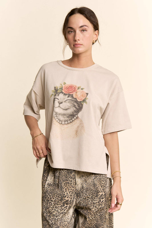 Catitude Graphic Tee 🐾🌸