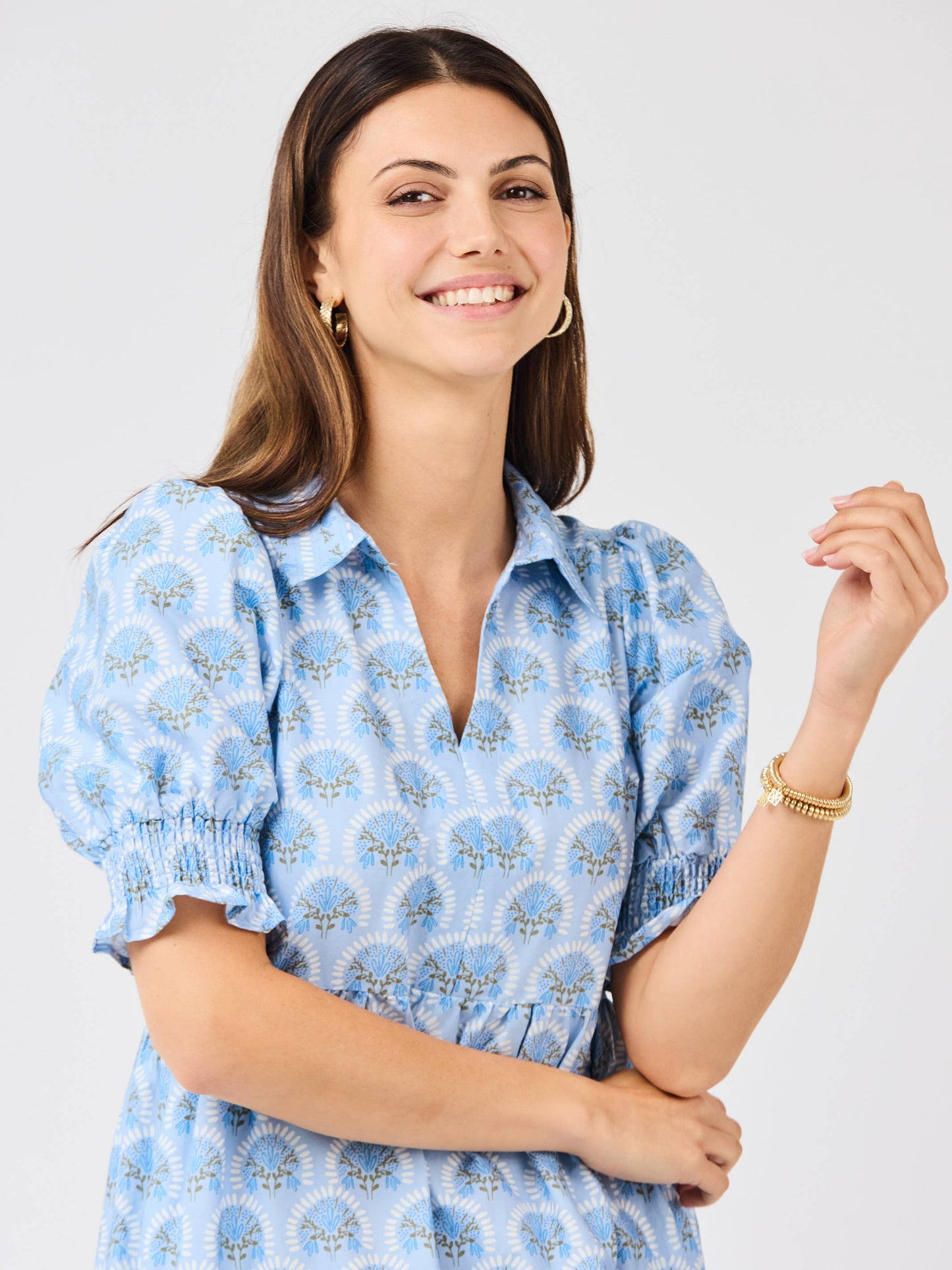 Molly Dress | Sunshower Flora Blue: XS