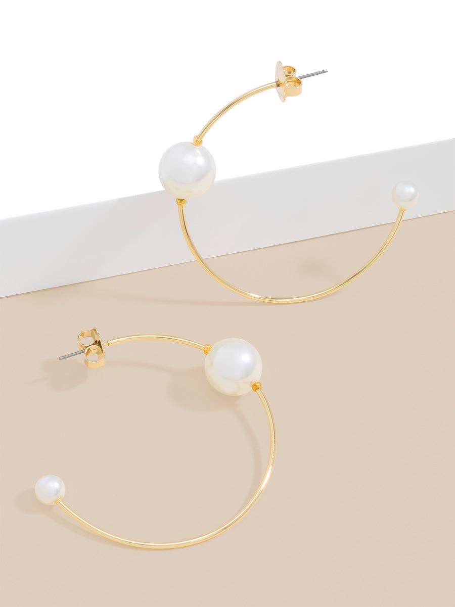 Double Pearl Hoop Earring: GD/PRL