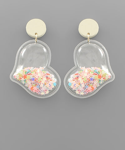 Glitter Heart Drop Earrings