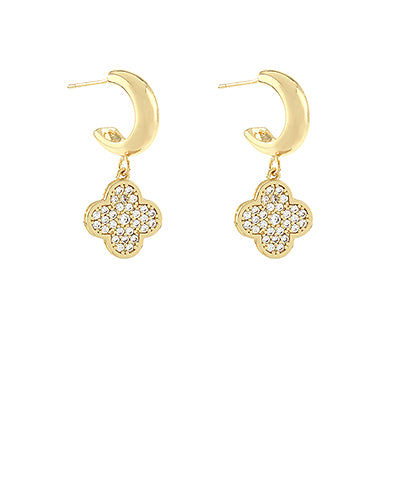 Pave CZ Clover Earrings