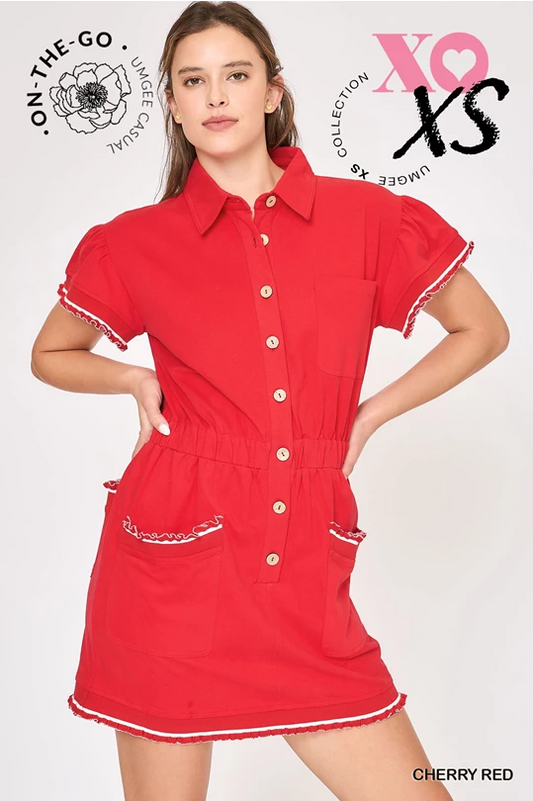 Cherry Red Utility Dress