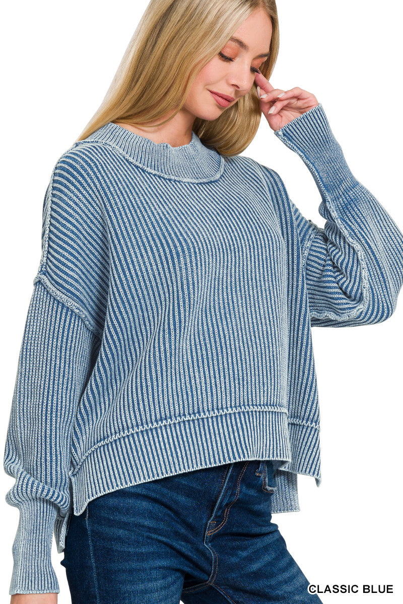 Cozy Horizon Knit Sweater – Classic Blue