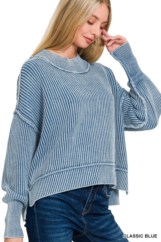 Cozy Horizon Knit Sweater – Classic Blue
