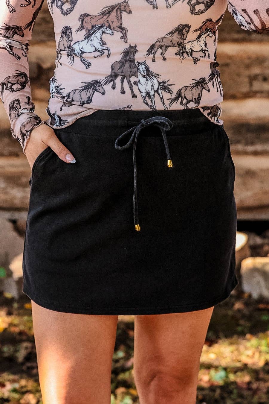 Refined Denim Stretch Skort- Black Wash: Black Wash / XL