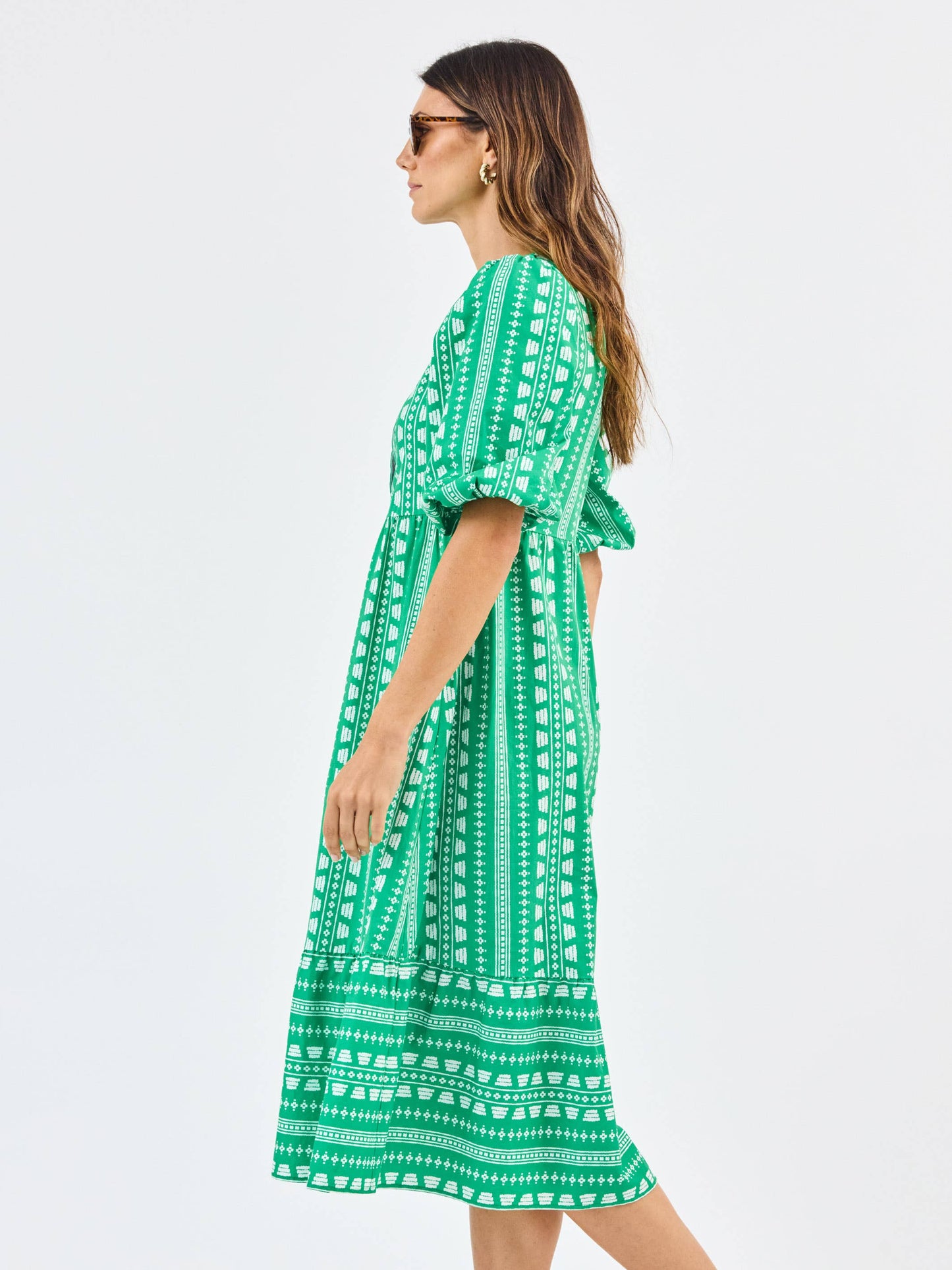 Riley Dress | Heritage Stitch Green: XS
