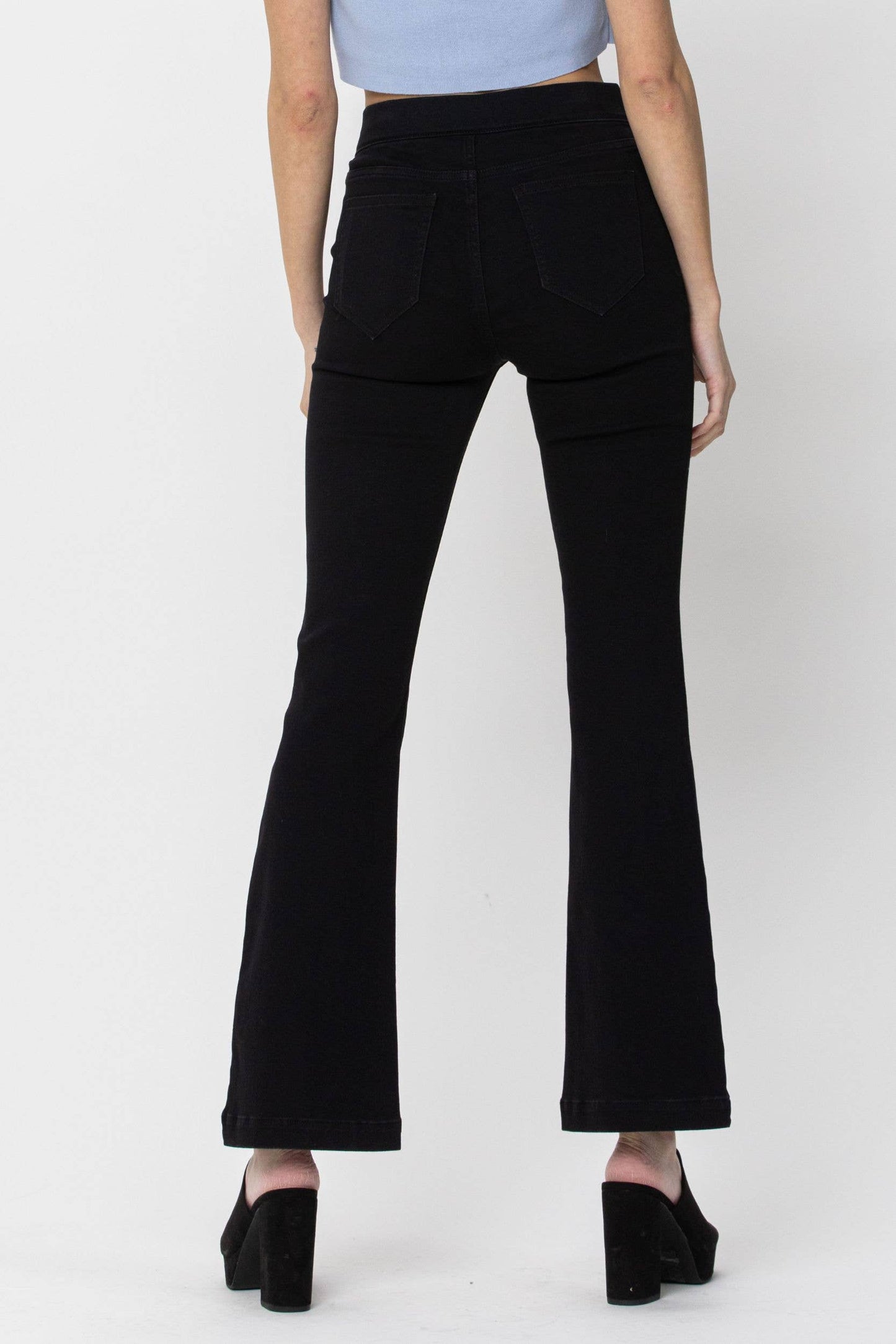 Cello Black Petite Flare Jeans