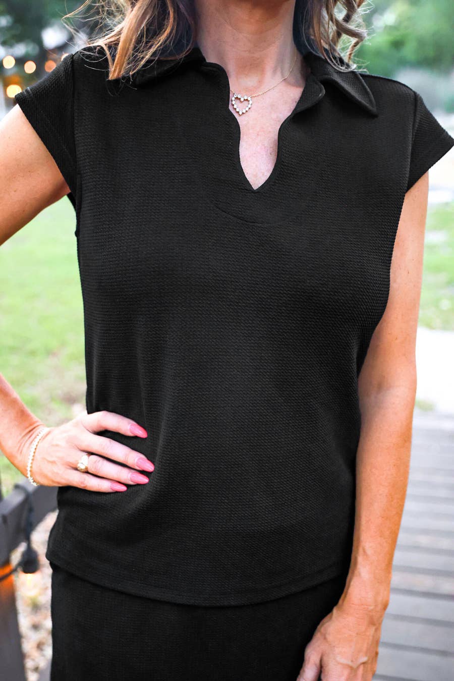 Make It Count Cap Sleeve Set- Black: Black - M