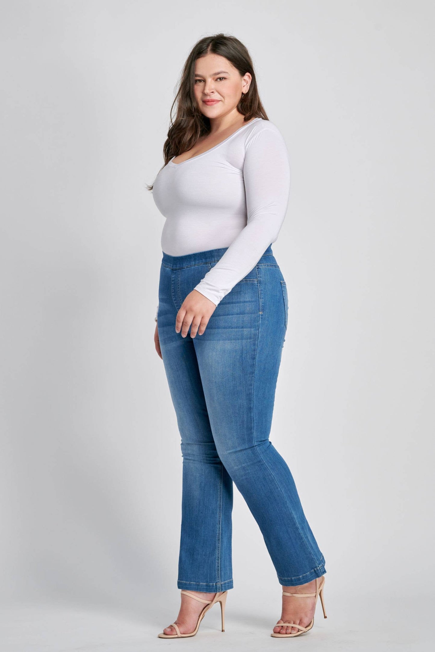 Plus Mid Rise Medium wash Flare Jegging (30") [AB35324MP-30]: 1X