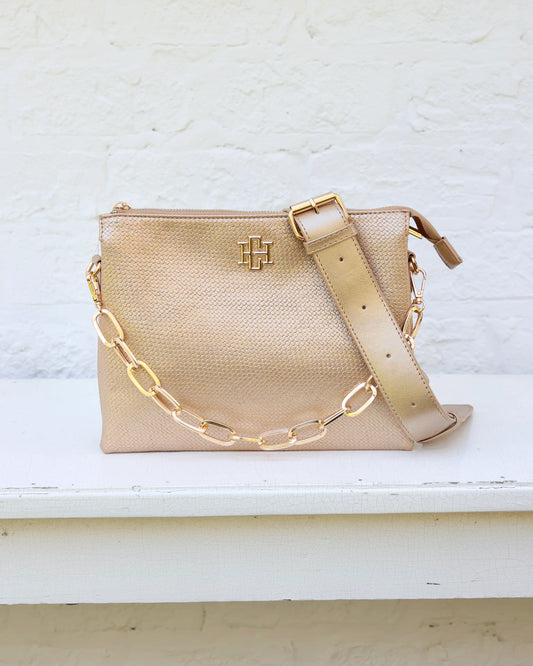 Caroline Hill Ariana Crossbody/Woven Gold
