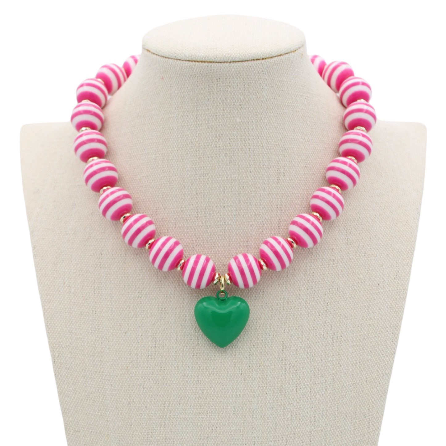 Cabana Stripe Necklace: Lime/Pink