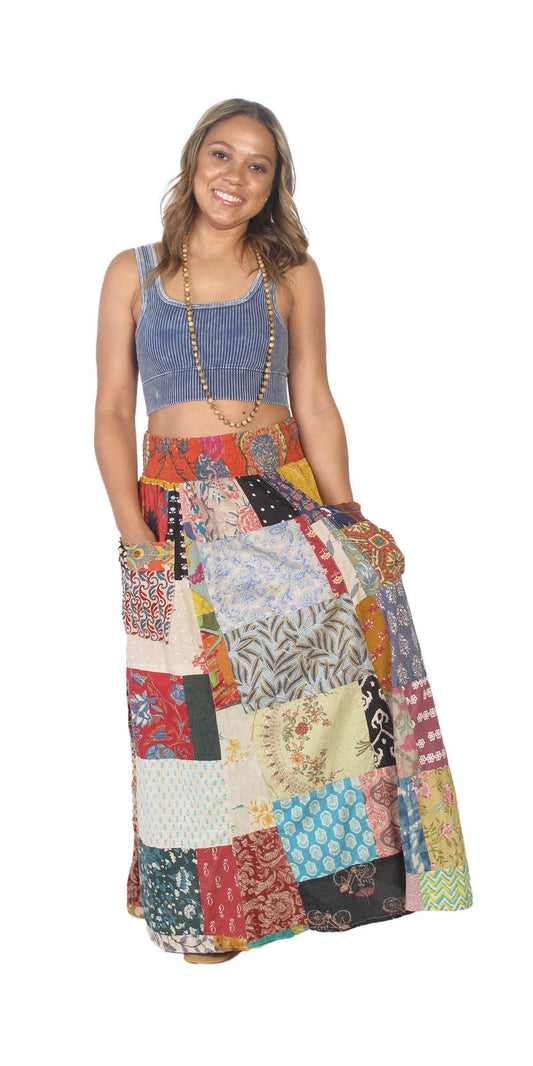 Wanderlust Patchwork Maxi Skirt