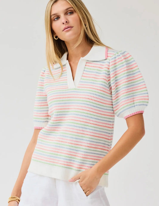 Mary Square Emma Sweater/ Ivory Pastel Stripe
