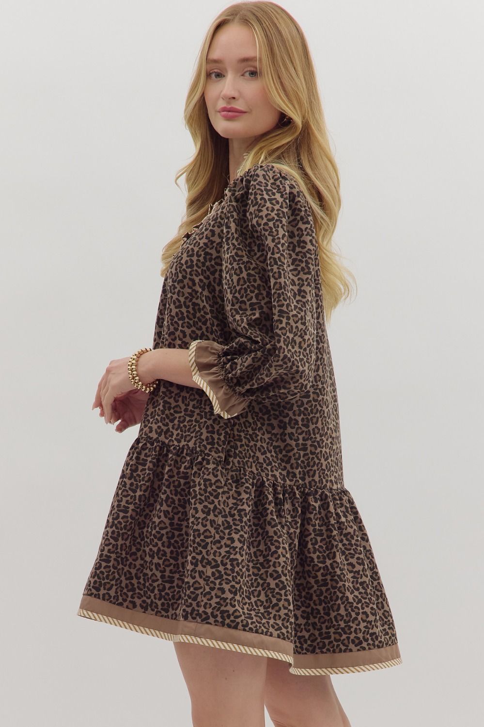 Wild Luxe in Mocha Leopard Ruffle Dress