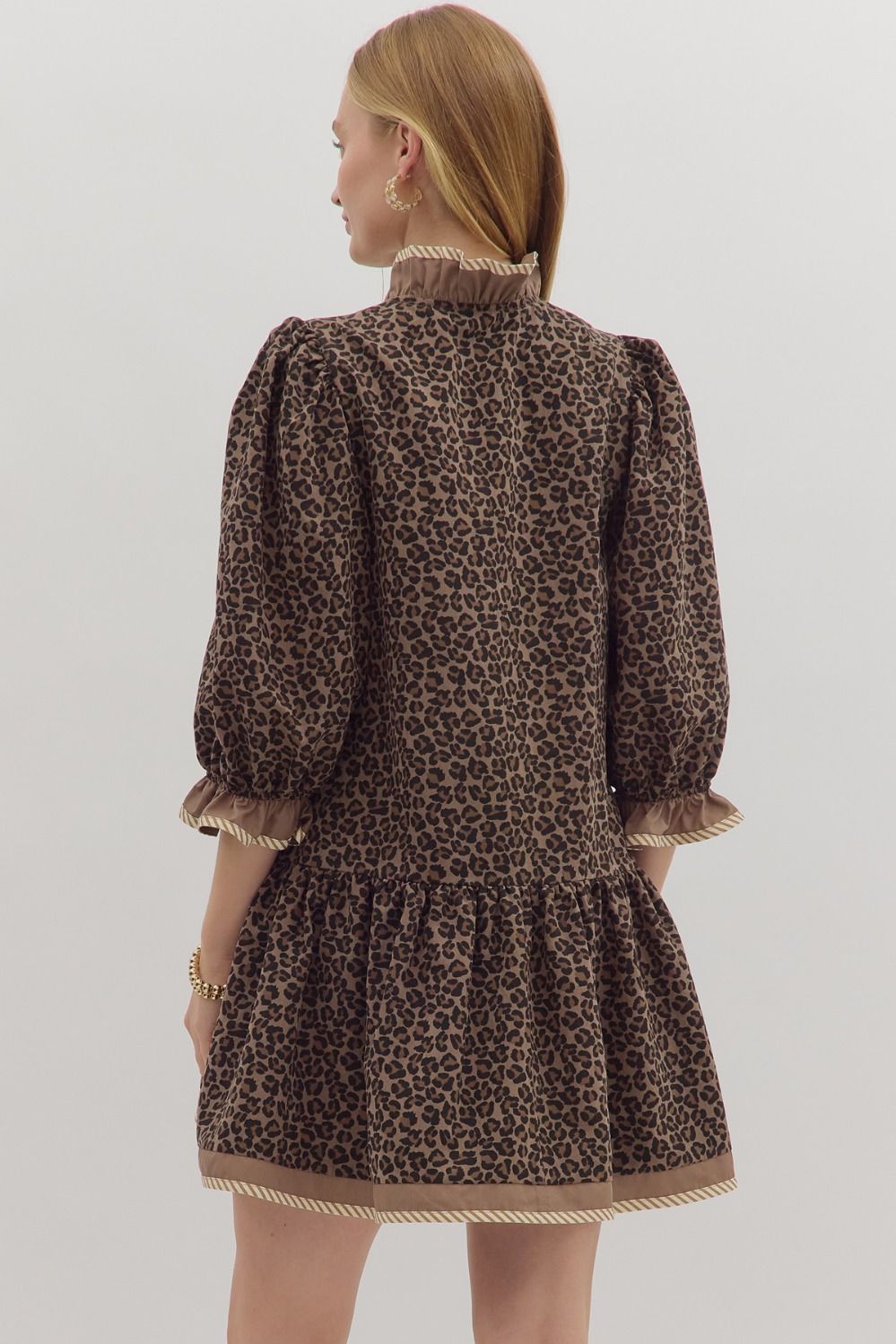 Wild Luxe in Mocha Leopard Ruffle Dress