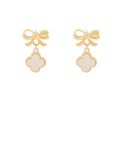Ribbon & Mop Clover Dangle Earrings