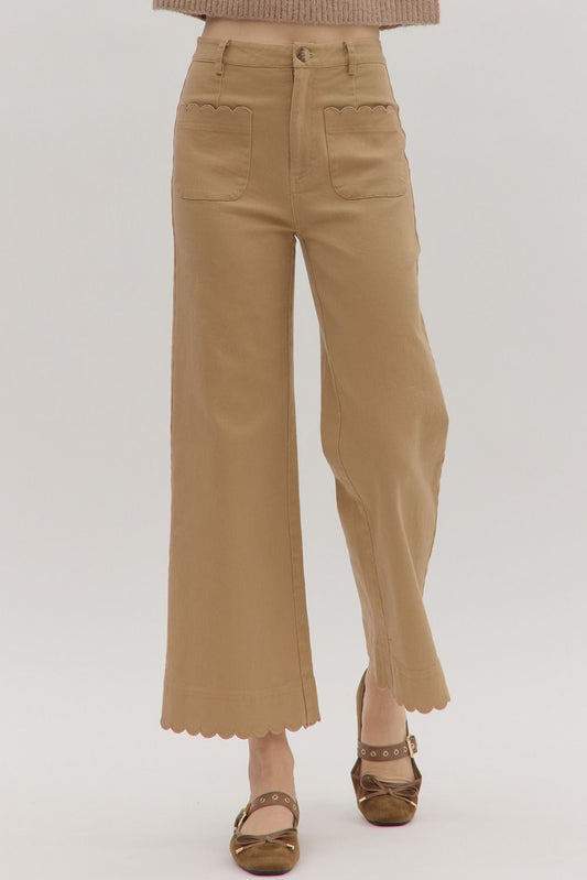 Scalloped Sweetheart Wide Leg Pants