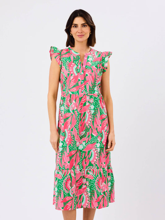 Riley Flutter Sleeve Dress | Canopy Gleam Green: XS