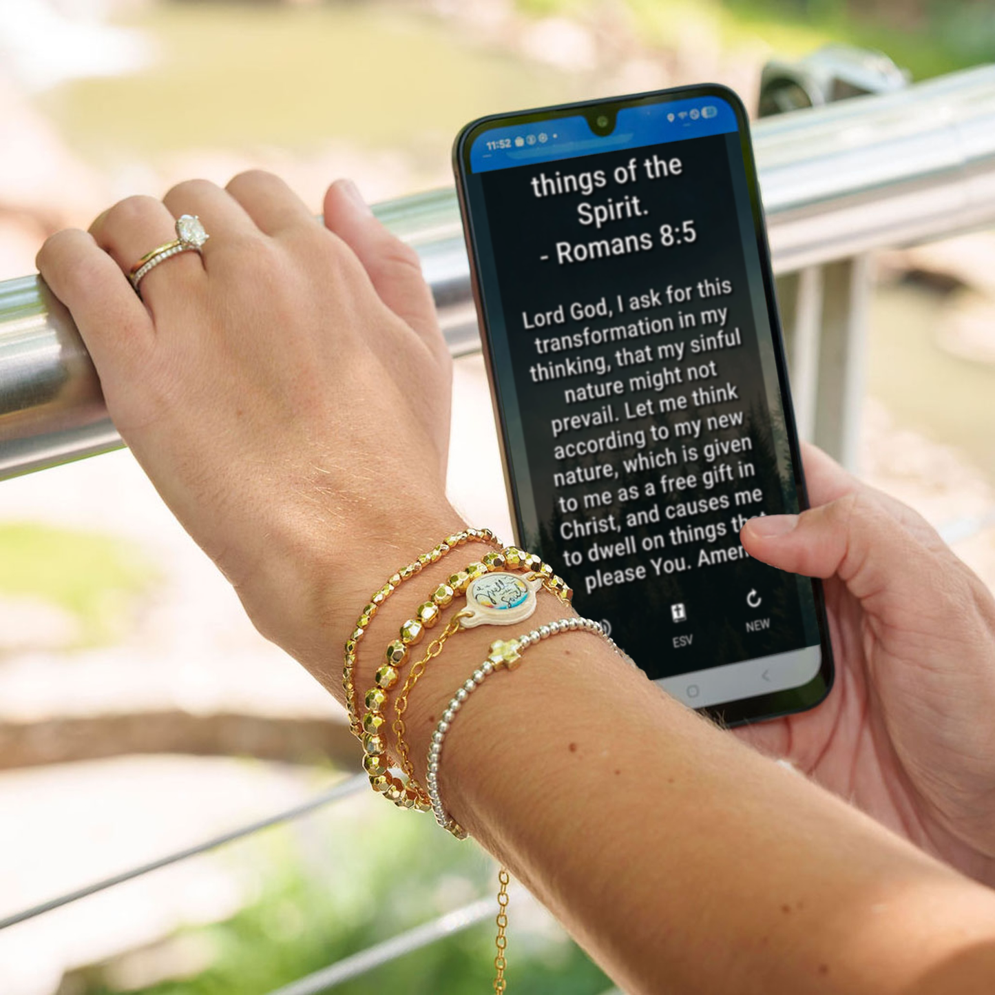 Tap To Pray® Survivor Series Bracelet: 14K Gold-Plated + Vanilla Cross