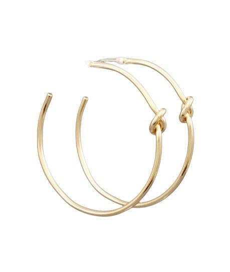 Gold Knot Hoop Earrings | Skinny Hoop