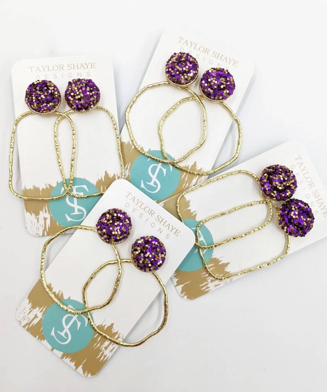 Glitter Top Rectangle Hoops