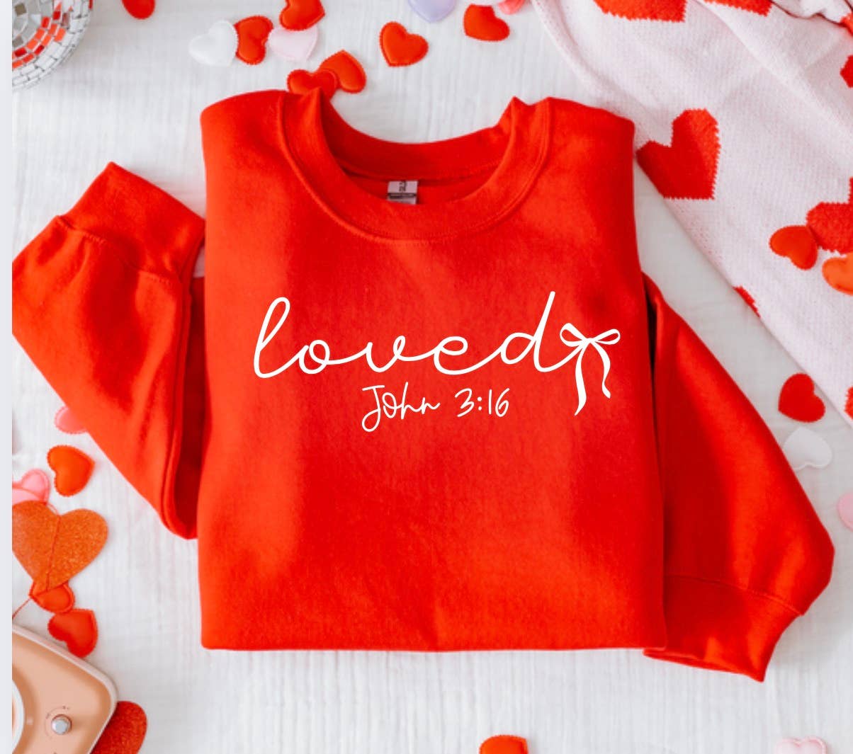 Loved John 3:16 Sweatshirt: Gildan Sweatshirt Red / M