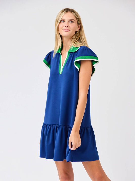 Carissa Dress/ Navy + Green
