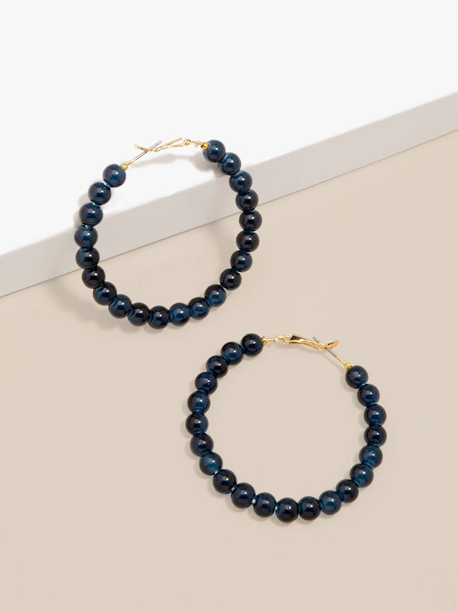 Brown Glass Bead Hoop Earring