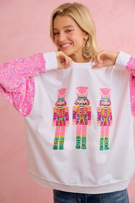 Sequin Nutcrackers Velvet Sequin Pullover