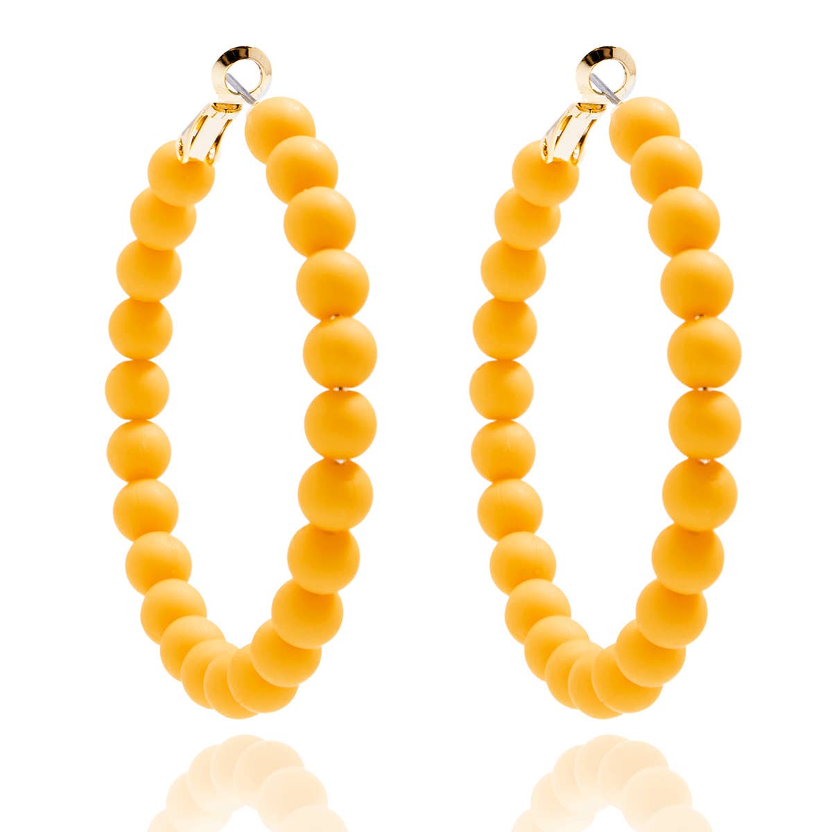 Emerald Matte Beaded Hoop Earring