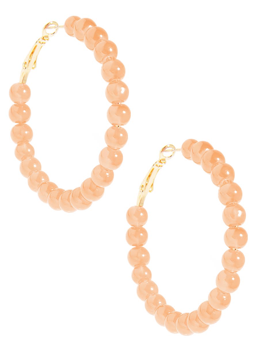 Brown Glass Bead Hoop Earring