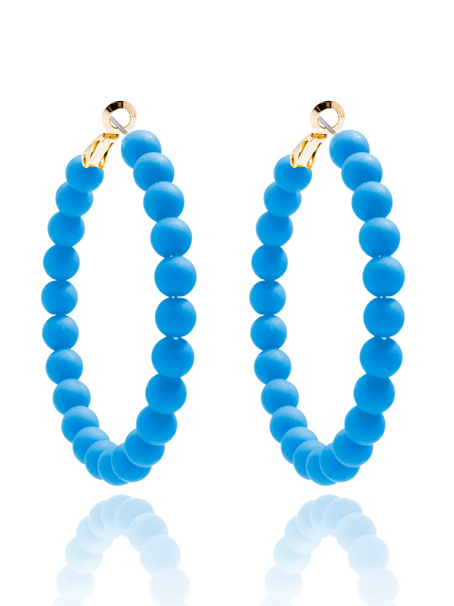 Emerald Matte Beaded Hoop Earring