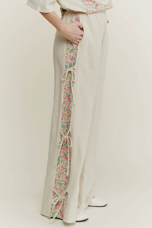 J Her Natural Mineral Wash Floral Bow Pants