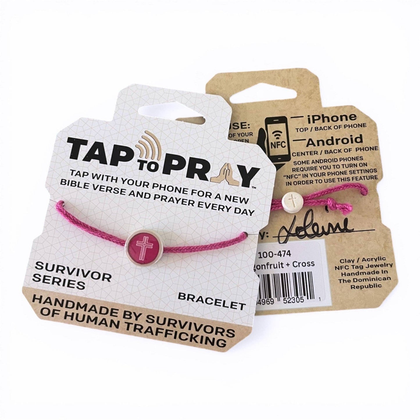 Tap To Pray® Survivor Series Bracelet: 14K Gold-Plated + Vanilla Cross