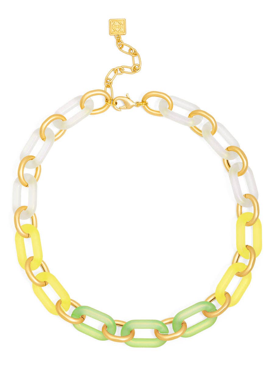 Multi-Color Resin Oval Links Collar Necklace: MLT