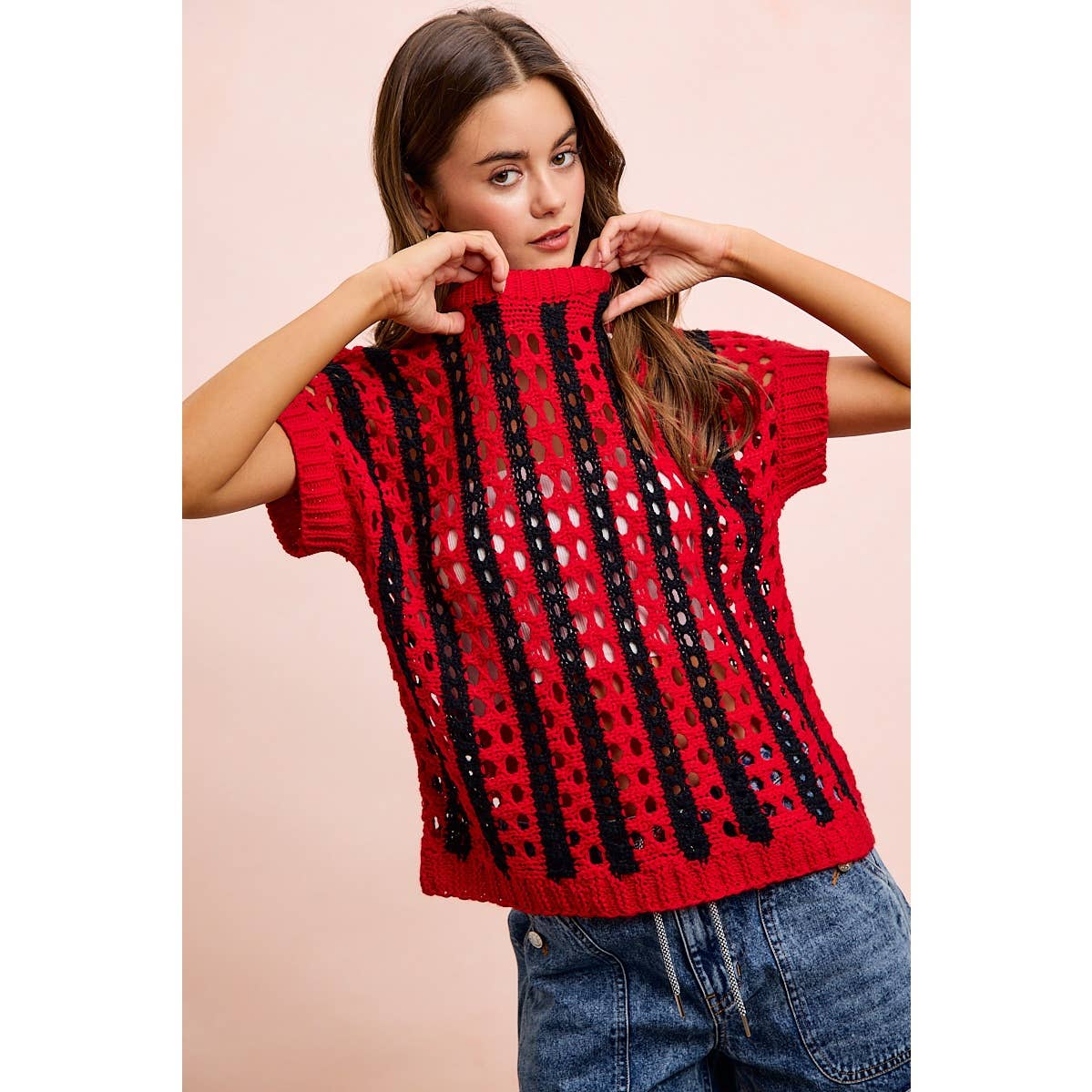 Sideline Sweetheart Crochet Top ❤️🖤