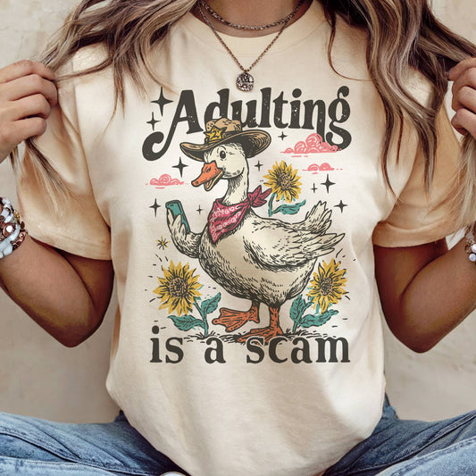 Sarcastic Duck Adulting Is A Scam Relatable Graphic Tee
