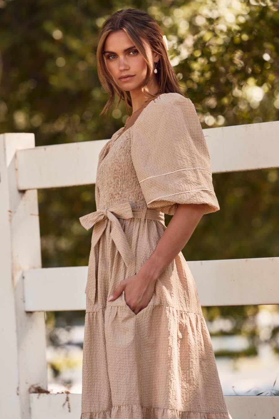 Textured Midi Dress: Linen / S