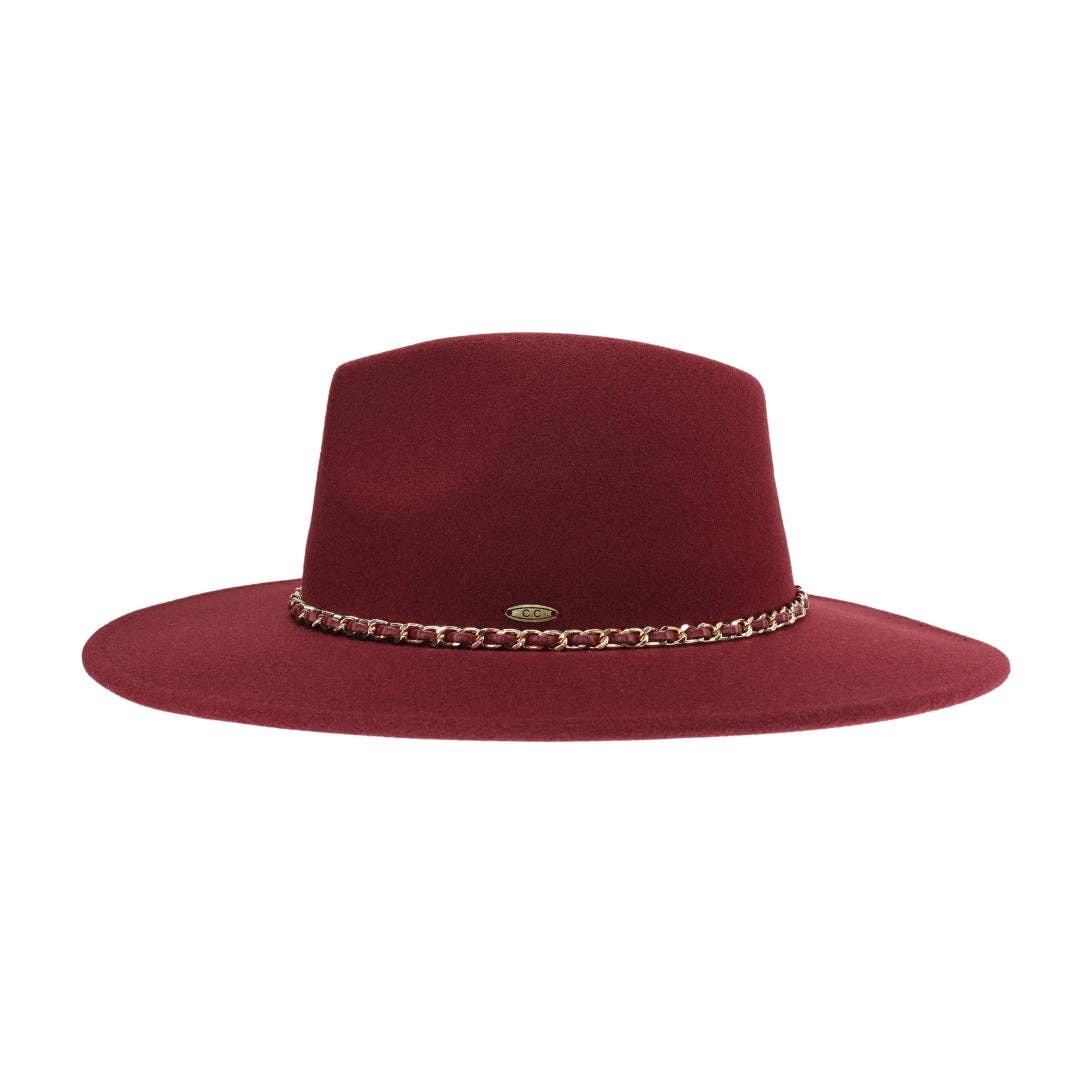 Oatmeal Chain Trim Band C.C Vegan Fabric Hat
