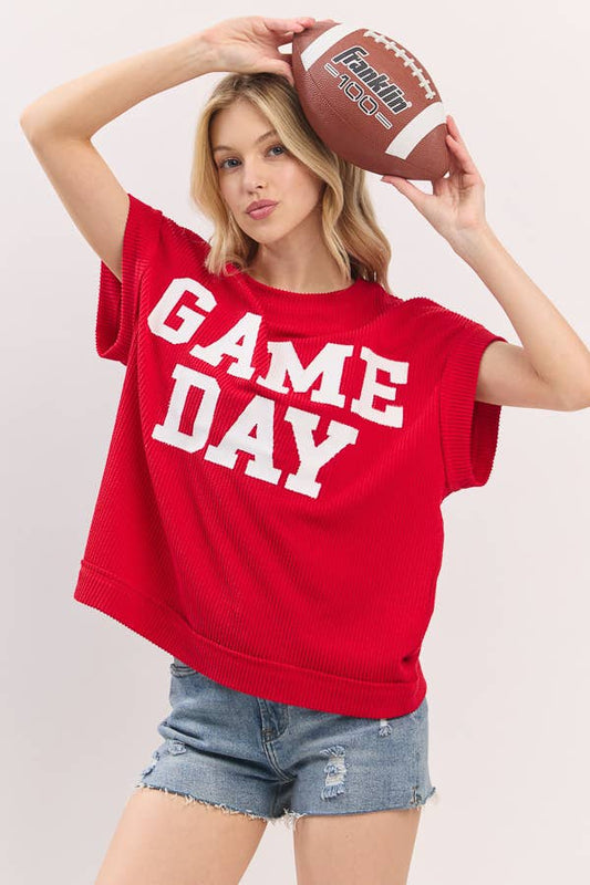 Game Day Ribbed Knit Top