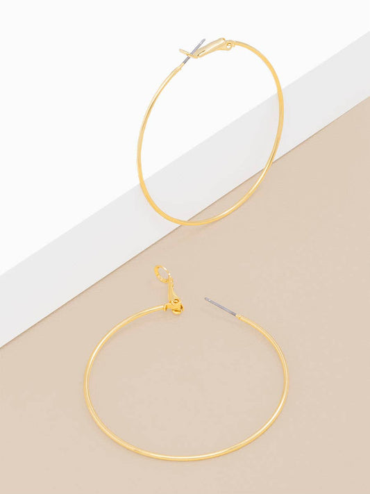 Large Metal Slim Hoop Earring: GLD