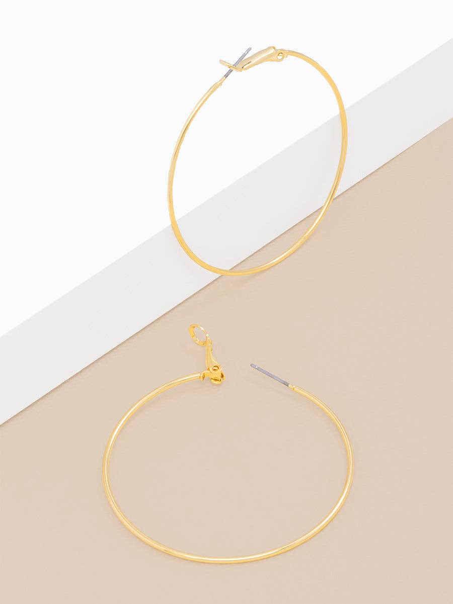 Large Silver Slim Hoop Earrings
