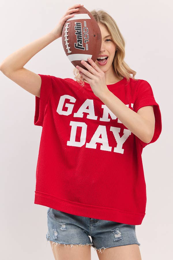 Game Day Ribbed Knit Top