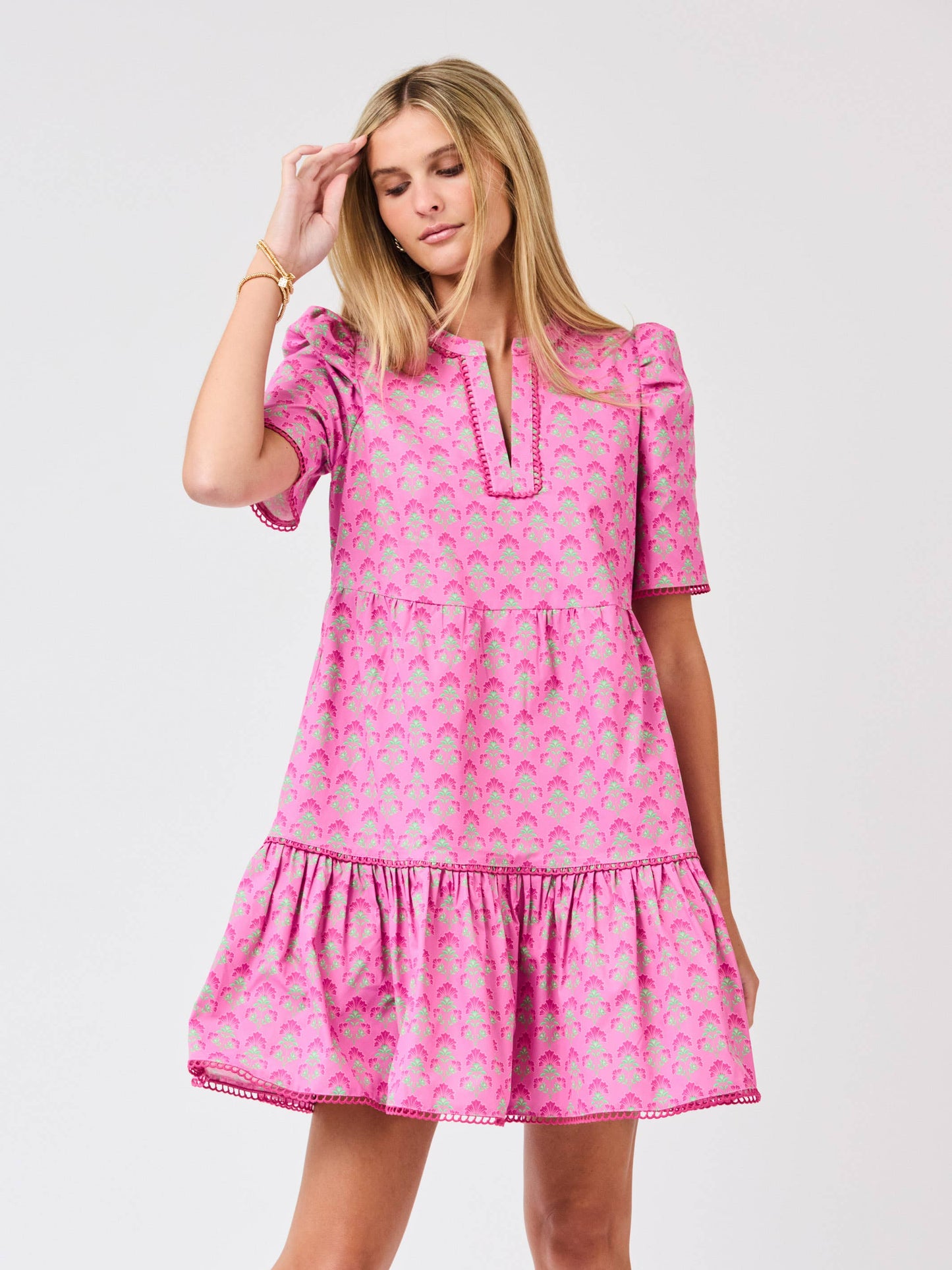 Adelyn Dress/ Deco Lilies Fuchsia by Mary Square