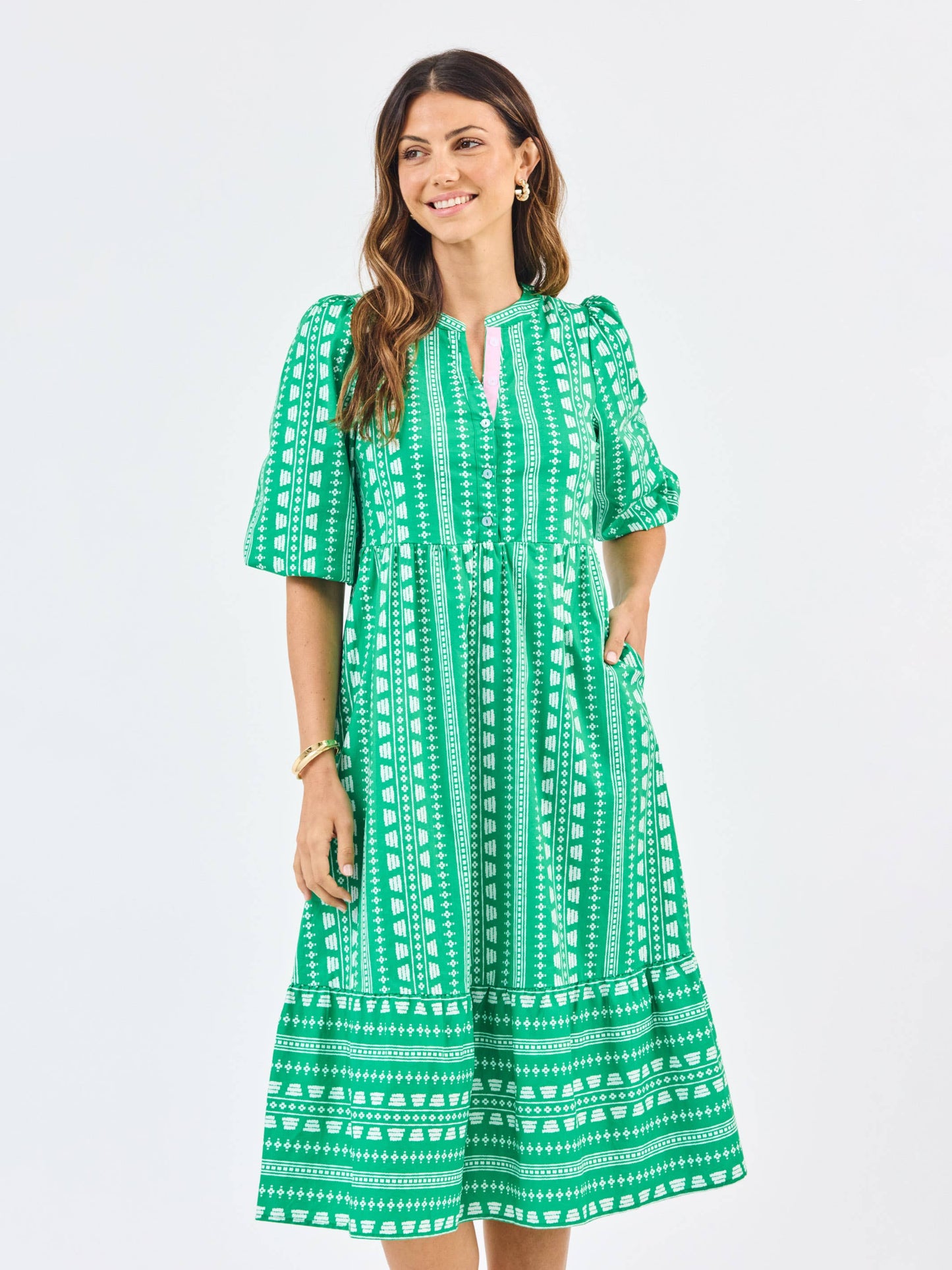 Riley Dress | Heritage Stitch Green: XS