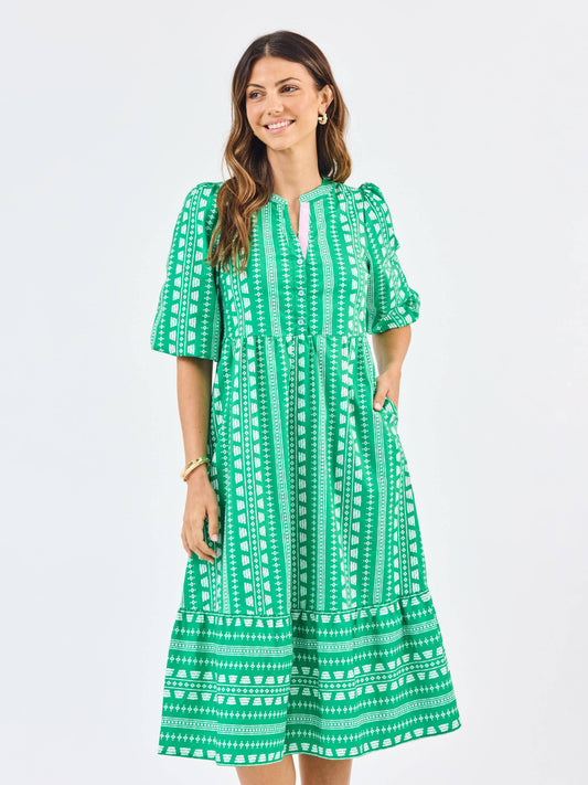 Riley Dress | Heritage Stitch Green