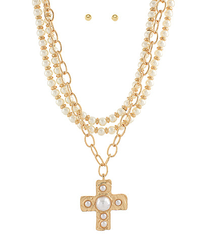 Grace & Pearls Cross Necklace