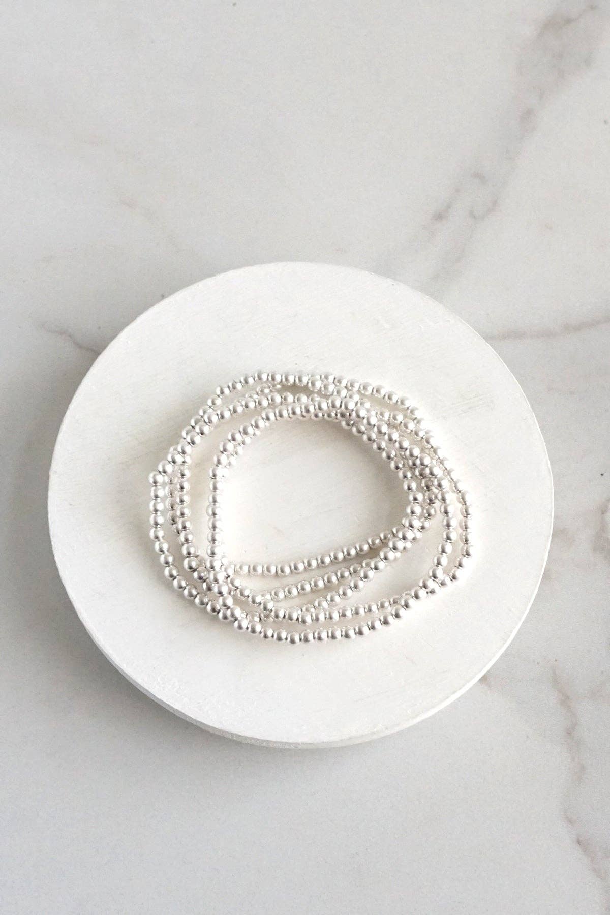 Silver tone Small Beaded Bracelet Set of 5