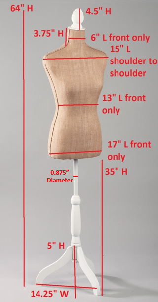 Linen & Burlap Floor or Tabletop Body Forms - Fiberglass: Cream / Floor Standing