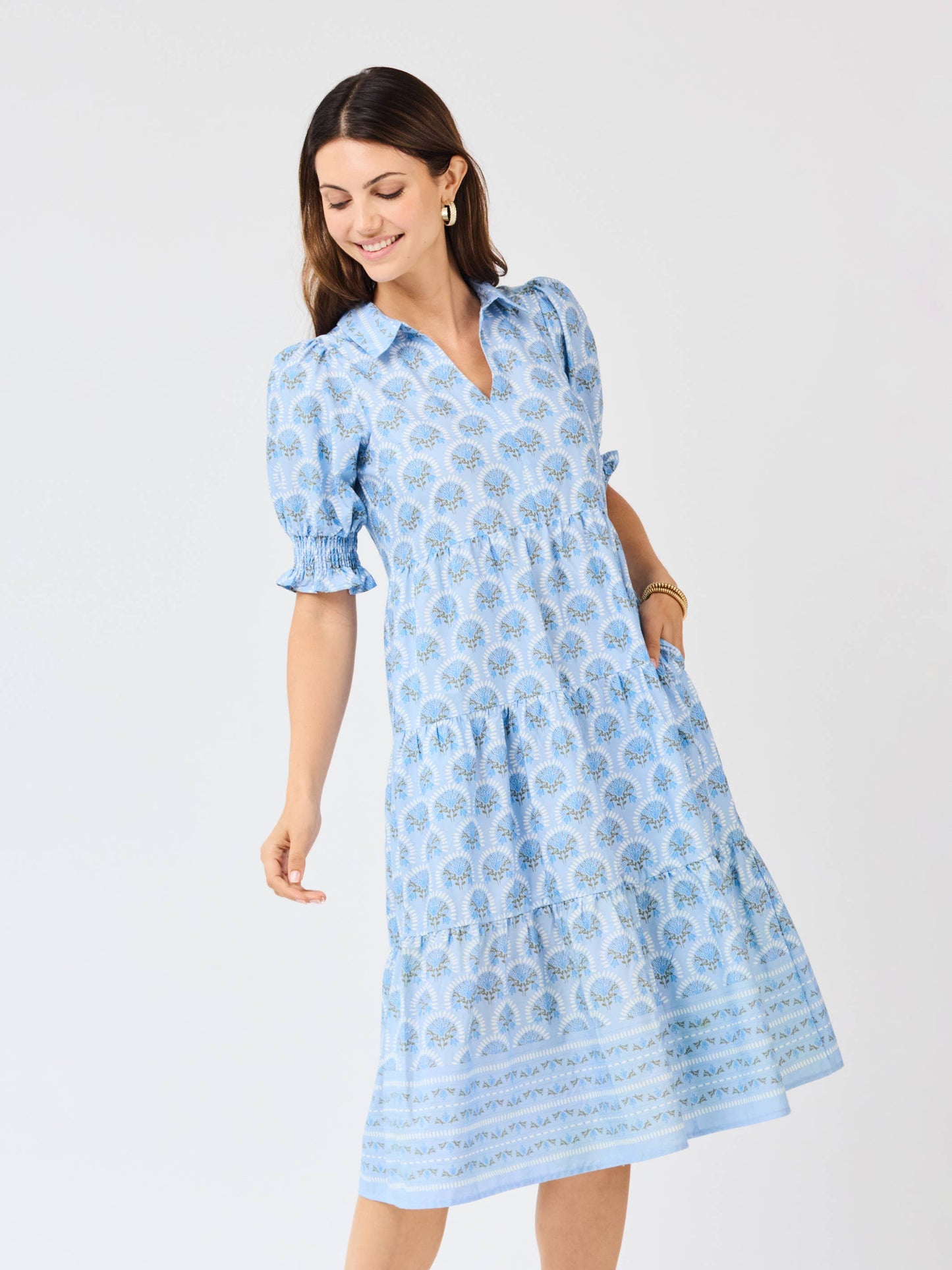 Molly Dress | Sunshower Flora Blue: XS
